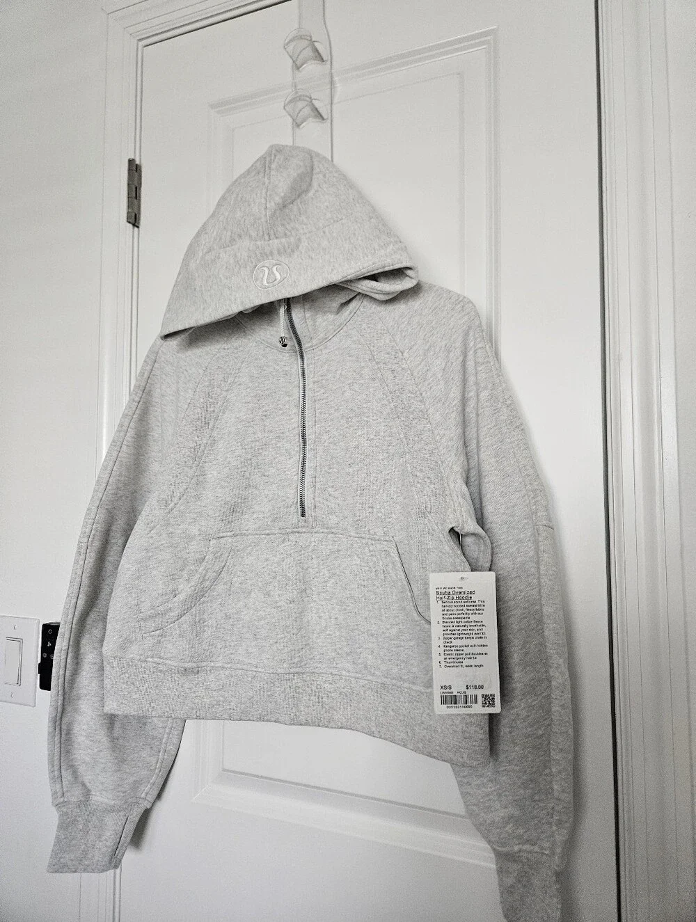 NWT Lululemon Scuba Oversized Half-Zip Hoodie Heathered Core Light Grey XS/S
